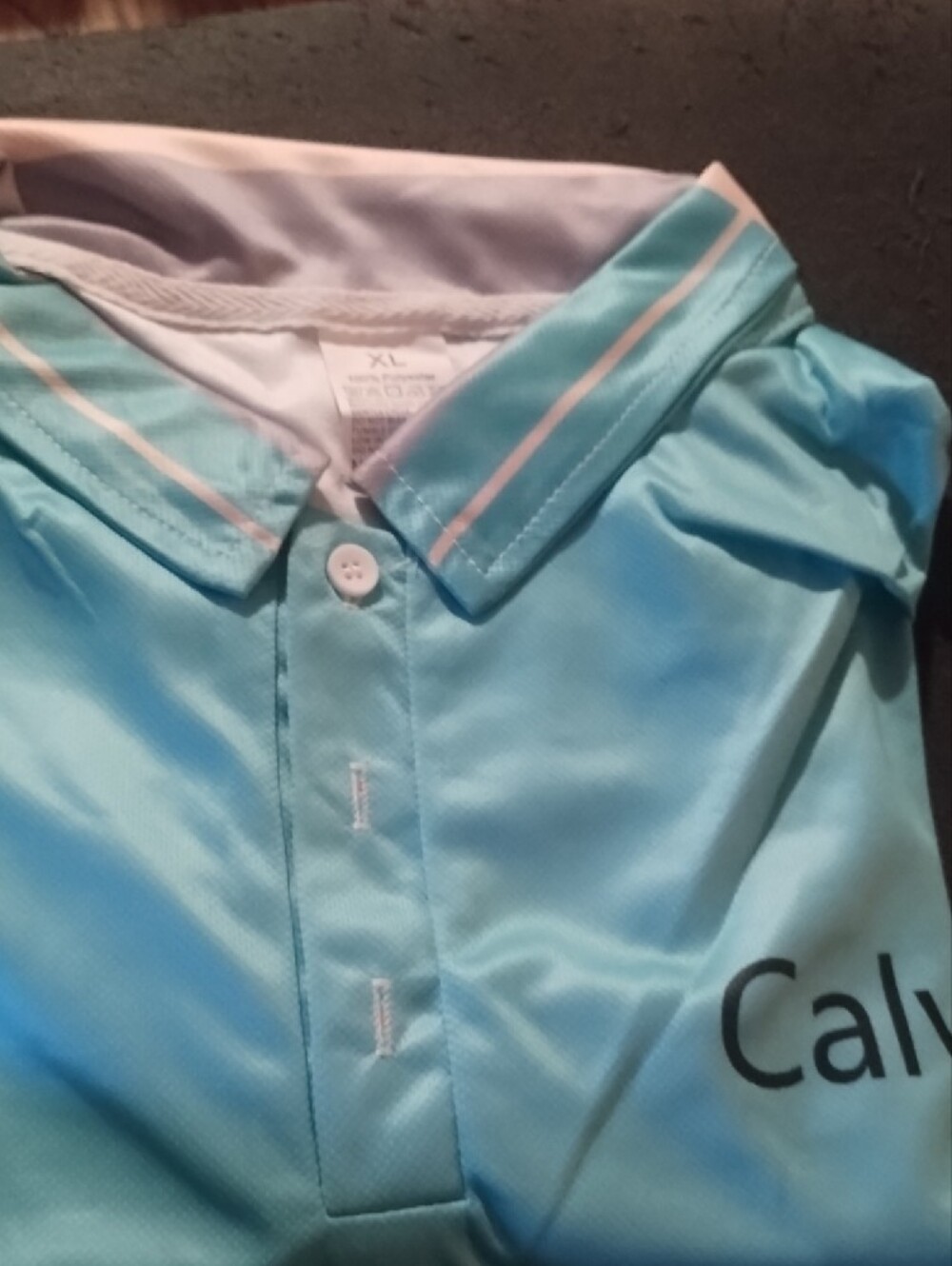 Calvin Klein Polo Shirts in Aqua and Navy Blue - Set of 2 - Picture 2 of 6